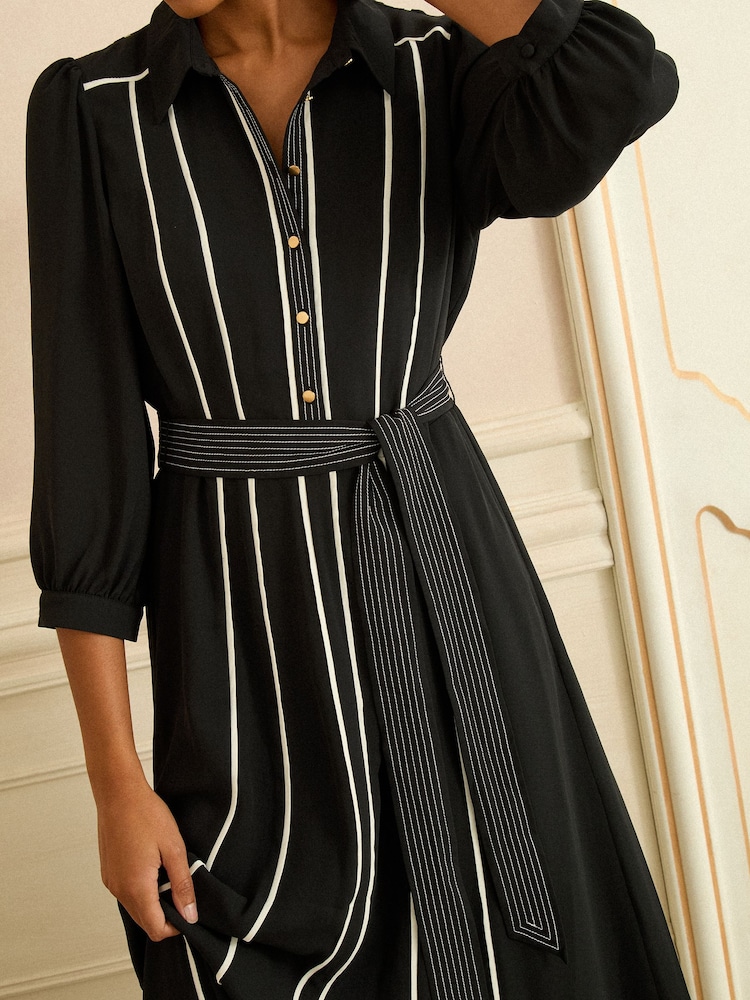 Love & Roses Black Contrast Midi Shirt Dress - Image 4 of 4