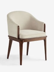 Laura Ashley Hundon Chenille Natural Barcombe Arm Carver Dining Chair - Image 5 of 7