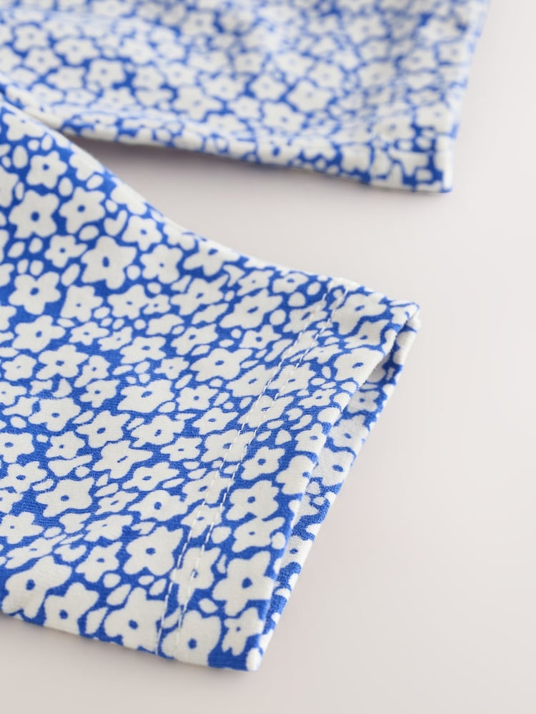 Imprimeu albastru cu floricele - Bluze tip bustieră Colanți (3mths-7yri) - Imaginea 4 din 4