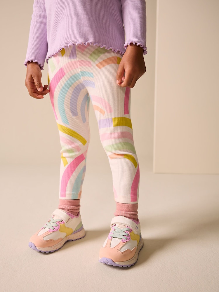 Ecru White Ribbed Leggings (3mths-7yrs) - Image 1 of 8 Ecru White Ribbed Leggings (3mths-7yrs) - Image 1 of 8