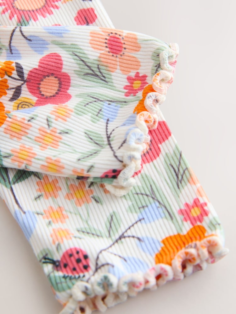 Orange Ditsy Floral Ribbed Leggings (3mths-7yrs) - Image 4 of 4 Orange Ditsy Floral Ribbed Leggings (3mths-7yrs) - Image 4 of 4