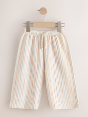 بيج فاتح، مع أحمر وأزرق - مخطط - بنطلون بقصة رجلين واسعتين (3 شهور-7 سنوات) - صورة 5 من 8