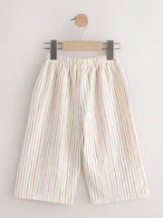 بيج فاتح، مع أحمر وأزرق - مخطط - بنطلون بقصة رجلين واسعتين (3 شهور-7 سنوات) - صورة 6 من 8