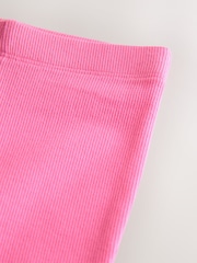 Bright Sugar Pink Rib Flare Leggings (3mths-7yrs) - Image 5 of 6