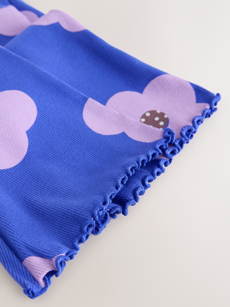 Blue Flower Rib Flare Leggings (3mths-7yrs) - Image 6 of 6