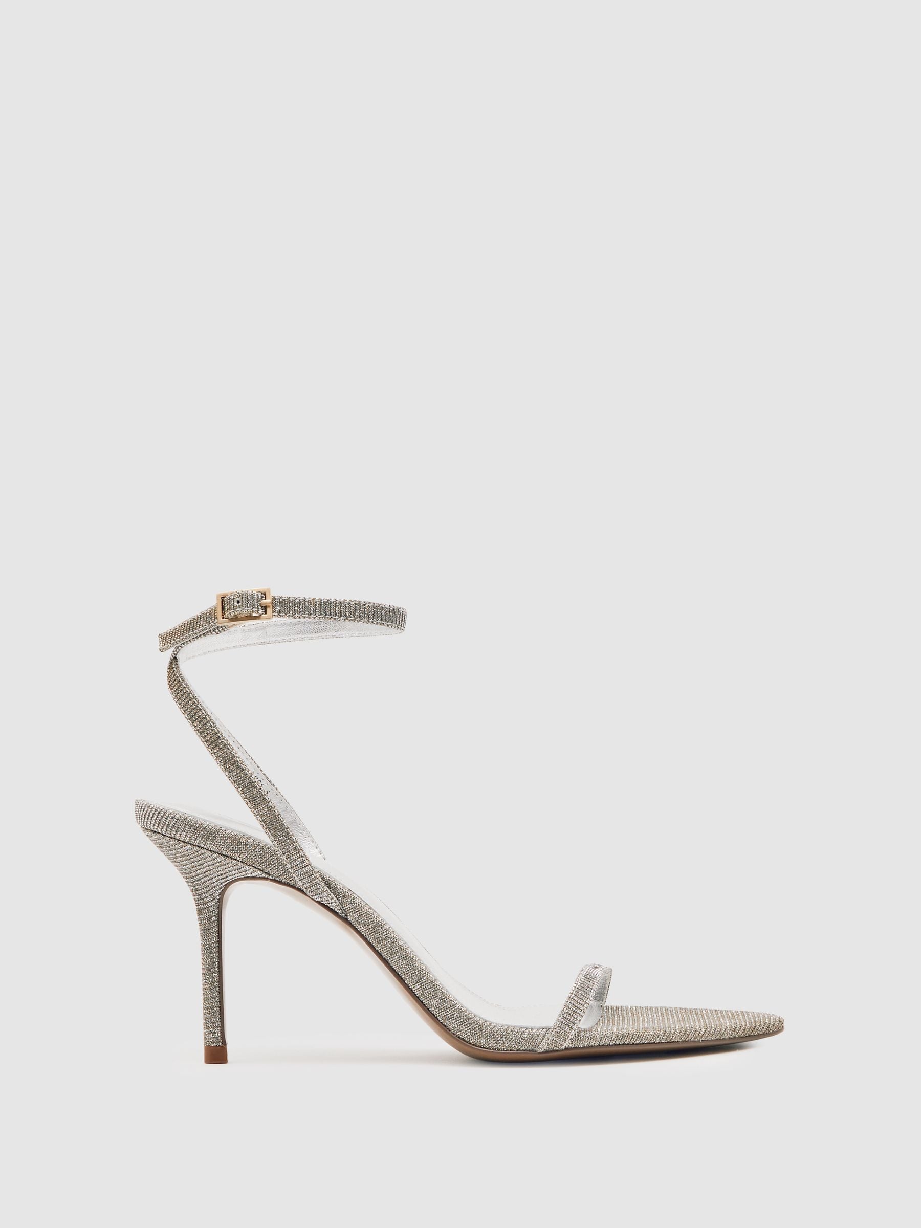 Reiss Silver Strappy Stiletto Sandals