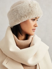 Reiss Off White Serena Faux Fur Hat - Image 2 of 5