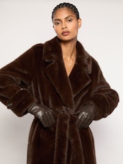 Reiss Chocolate Giselle Leather Gloves - Image 2 of 3