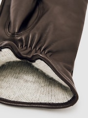 Reiss Chocolate Giselle Leather Gloves - Image 3 of 3