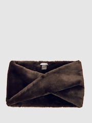 Reiss Chocolate Fran Faux Fur Snood - Image 1 of 3