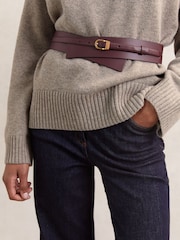 Reiss Burgundy Odell Leather Double-Strap Waist Belt - Image 2 of 4