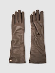 Reiss Taupe Iris Long Leather Gloves - Image 1 of 4