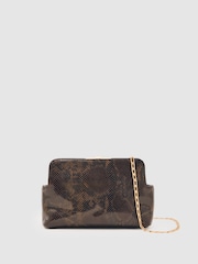 Reiss Bethany Leather Snake-Effect Frame Clutch Bag - صورة 1 من 5
