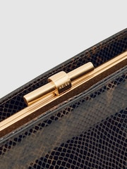 Reiss Bethany Leather Snake-Effect Frame Clutch Bag - صورة 5 من 5