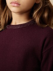 Reiss Berry Elizabeth Wool-Blend Crystal-Neckline Jumper With Cashmere - Image 4 of 5