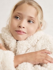 Reiss Ivory Remy Faux-Shearling Funnel-Neck Coat - Image 1 of 4