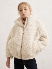 Reiss Ivory Remy Faux-Shearling Funnel-Neck Coat - Image 3 of 4