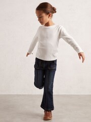 Reiss White Poppy Cotton Pointelle Long-Sleeve Top - Image 3 of 4