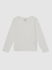 Reiss White Poppy Cotton Pointelle Long-Sleeve Top - Image 1 of 4