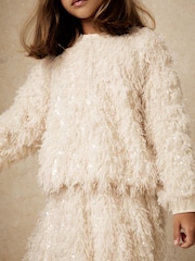 Reiss Ivory Roxy Fluffy Sequin-Embellished Top - Image 4 of 5