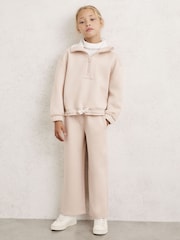 Reiss Neutral Laney Funnel-Neck Interlock Zip Sweatshirt - Image 1 of 5