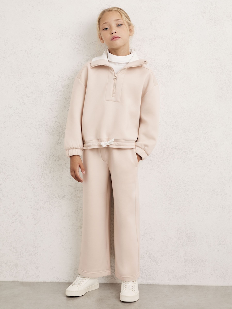 Reiss Neutral Laney Funnel-Neck Interlock Zip Sweatshirt - Image 1 of 5