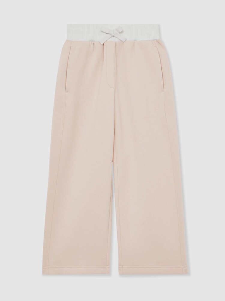 Reiss Neutral Laney Wide-Leg Interlock Drawstring Joggers - Image 1 of 4 Reiss Neutral Laney Wide-Leg Interlock Drawstring Joggers - Image 1 of 4