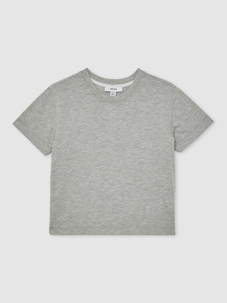 Reiss Grey Marl Blair Cotton-Blend Crew-Neck T-Shirt - Image 2 of 4