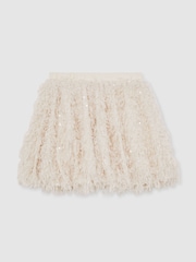 Reiss Ivory Roxy Fluffy Sequin-Embellished Skirt - Image 2 of 5