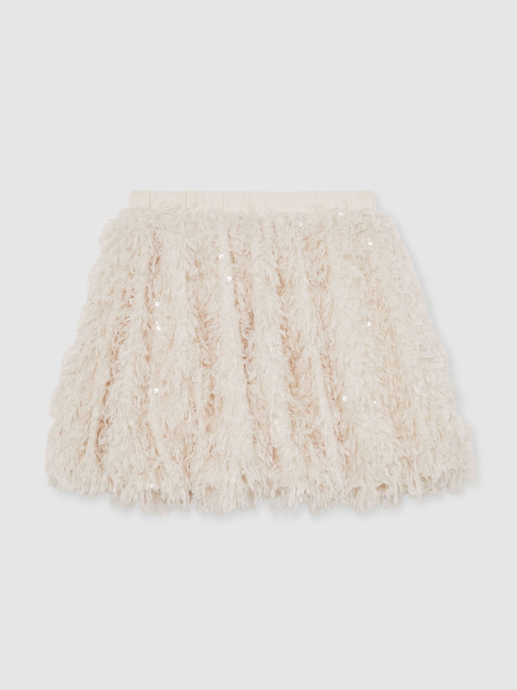 Reiss Ivory Roxy Fluffy Sequin-Embellished Skirt - Image 2 of 5 Reiss Ivory Roxy Fluffy Sequin-Embellished Skirt - Image 2 of 5