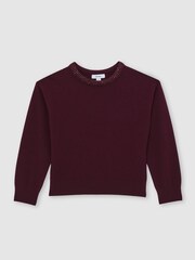 Reiss Berry Elizabeth Wool-Blend Crystal-Neckline Jumper With Cashmere - Image 2 of 5
