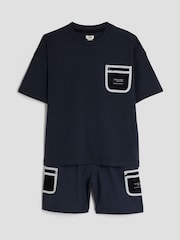 River Island Blue Boys Utility T-Shirt and Short Set - Image 3 of 5