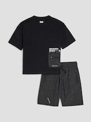 River Island Black Boys Mesh T-Shirt and Shorts Set - Image 1 of 4