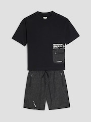 River Island Black Boys Mesh T-Shirt and Shorts Set - Image 3 of 4