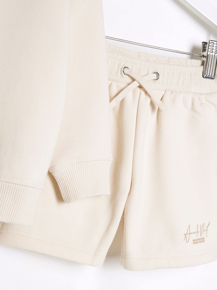 River Island Cream Boys Ame Le Nuit Sweat Top & short Set - Image 4 of 4 River Island Cream Boys Ame Le Nuit Sweat Top & short Set - Image 4 of 4