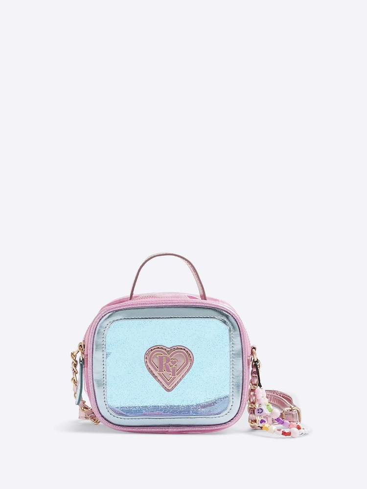 River Island Pink Girls Glitter Vinyl Bag - Image 1 of 5