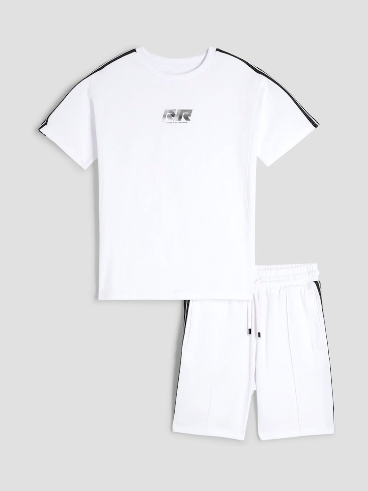 River Island White Boys Taped T-Shirt Set - Image 1 of 5