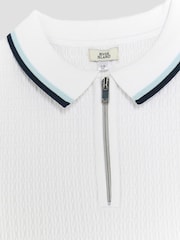 River Island White OB Zip Textured Polo Shirt - Image 3 of 4