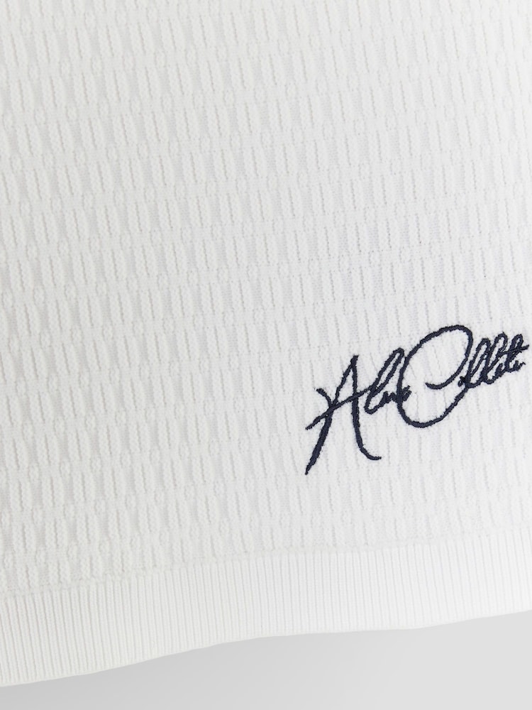 River Island White OB Zip Textured Polo Shirt - Image 4 of 4 River Island White OB Zip Textured Polo Shirt - Image 4 of 4