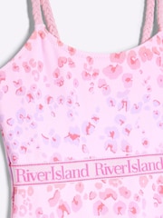 River Island Pink Girls Print Swimsuits 2 Pack - Image 3 of 4