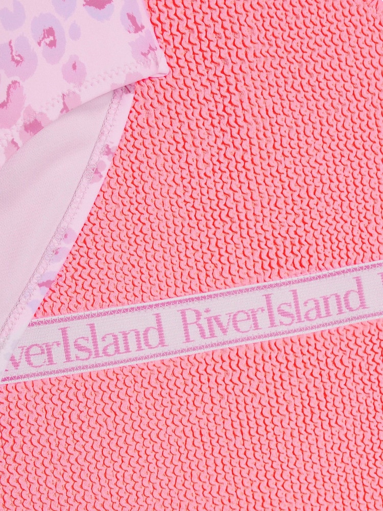 River Island Pink Girls Print Swimsuits 2 Pack - Image 4 of 4