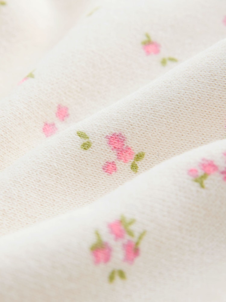 Cream Ditsy Floral Sweat Shorts (3mths-7yrs) - Image 4 of 4