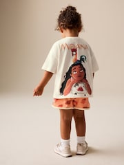 Coral/Ecru Disney Moana Short Sleeve Top and Shorts Set (3mths-7yrs) - Image 1 of 9