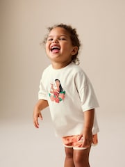 Coral/Ecru Disney Moana Short Sleeve Top and Shorts Set (3mths-7yrs) - Image 3 of 9