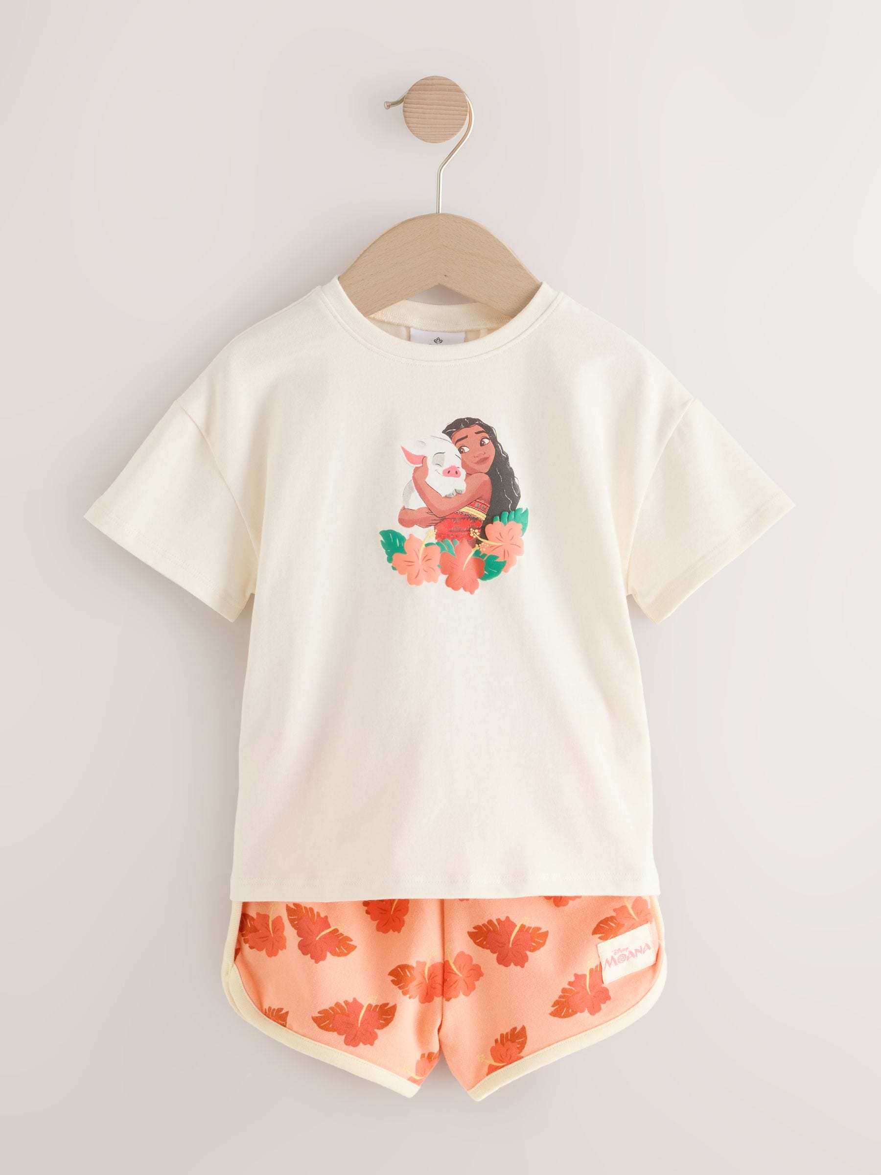 Buy Coral/Ecru Disney Moana Short Sleeve Top and Shorts Set (3mths