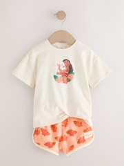 Coral/Ecru Disney Moana Short Sleeve Top and Shorts Set (3mths-7yrs) - Image 7 of 9
