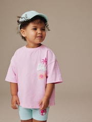 Pink Barbie Short Sleeve T-Shirt and Cycle Shorts Set (3mths-7yrs) - Image 2 of 8