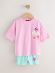 Pink Barbie Short Sleeve T-Shirt and Cycle Shorts Set (3mths-7yrs) - Image 4 of 8