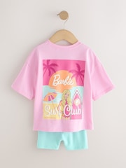 Pink Barbie Short Sleeve T-Shirt and Cycle Shorts Set (3mths-7yrs) - Image 6 of 8