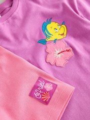 Purple Disney Little Mermaid Short Sleeve T-Shirt and Rib Cycle Shorts Set (3mths-7yrs) - Image 13 of 13